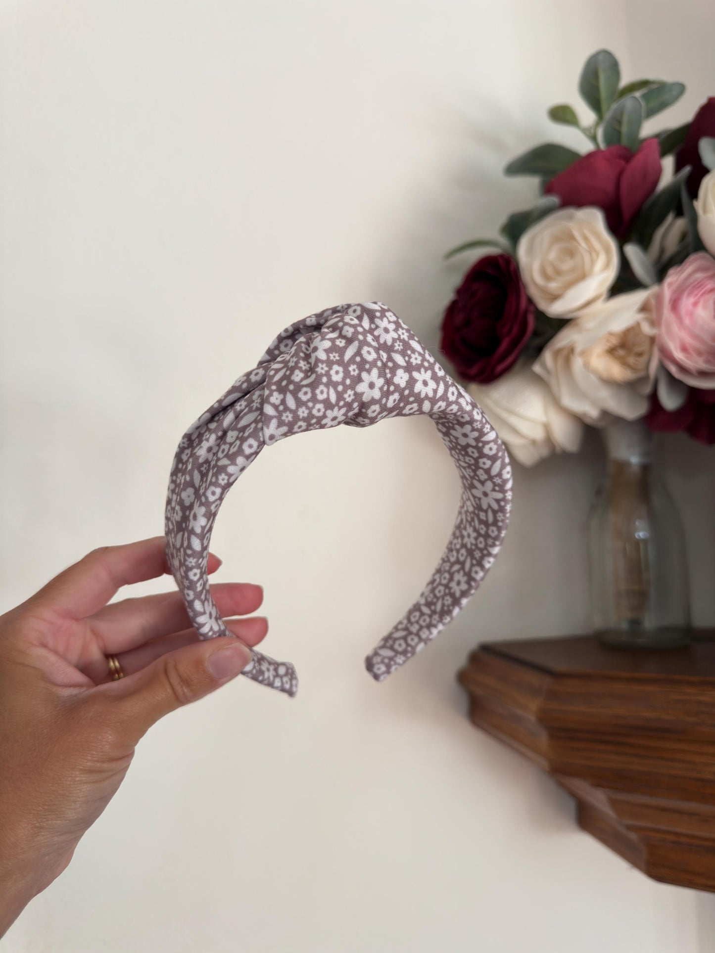 Brown Floral Headband, Neutral