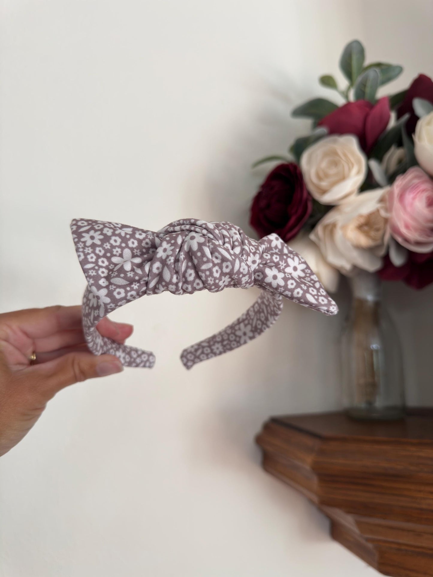 Brown Floral Headband, Neutral