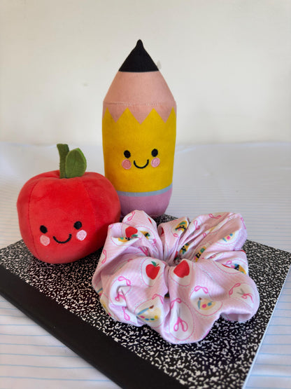 Pink School Scrunchie: Back to School Hair Accessory