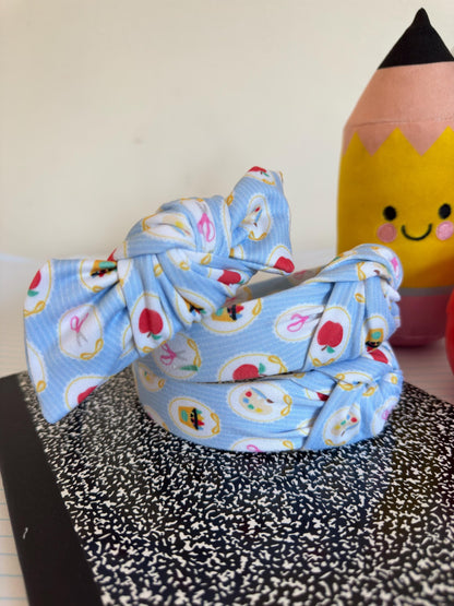 Blue School Supplies, Back to School Headband,  Teacher Headband