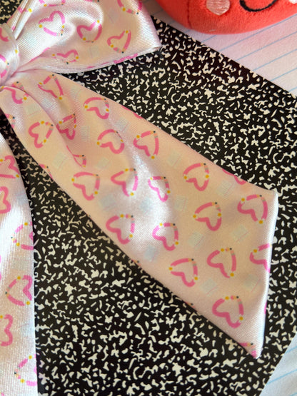Back to School Bow, Pink Pencil Hearts