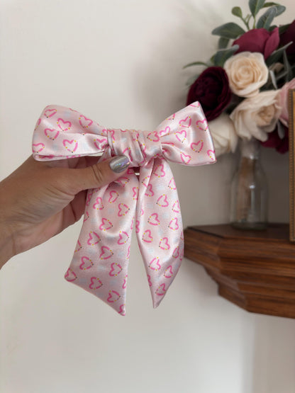 Back to School Bow, Pink Pencil Hearts