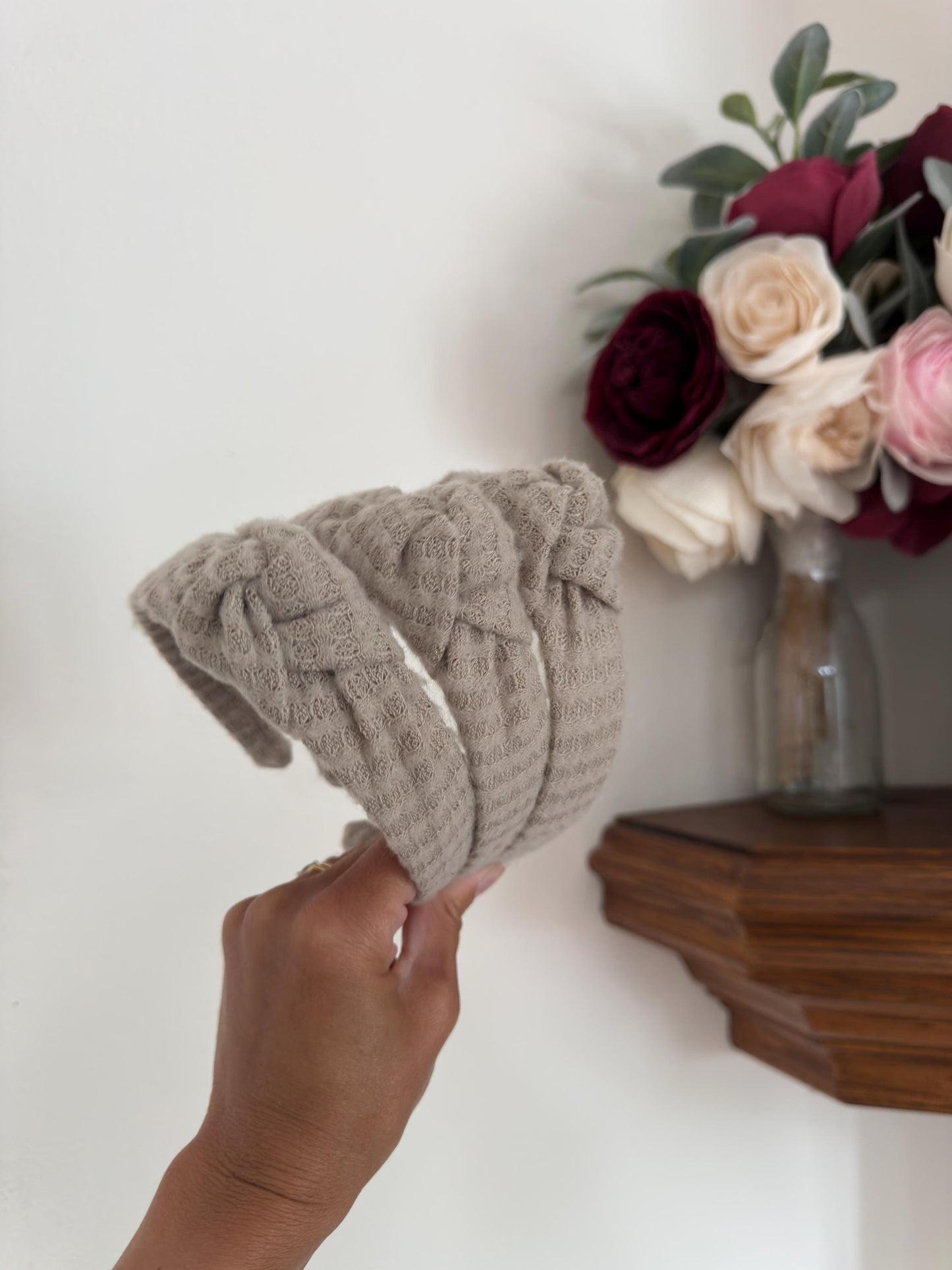 Cream Waffle Knit Headband, Sweater