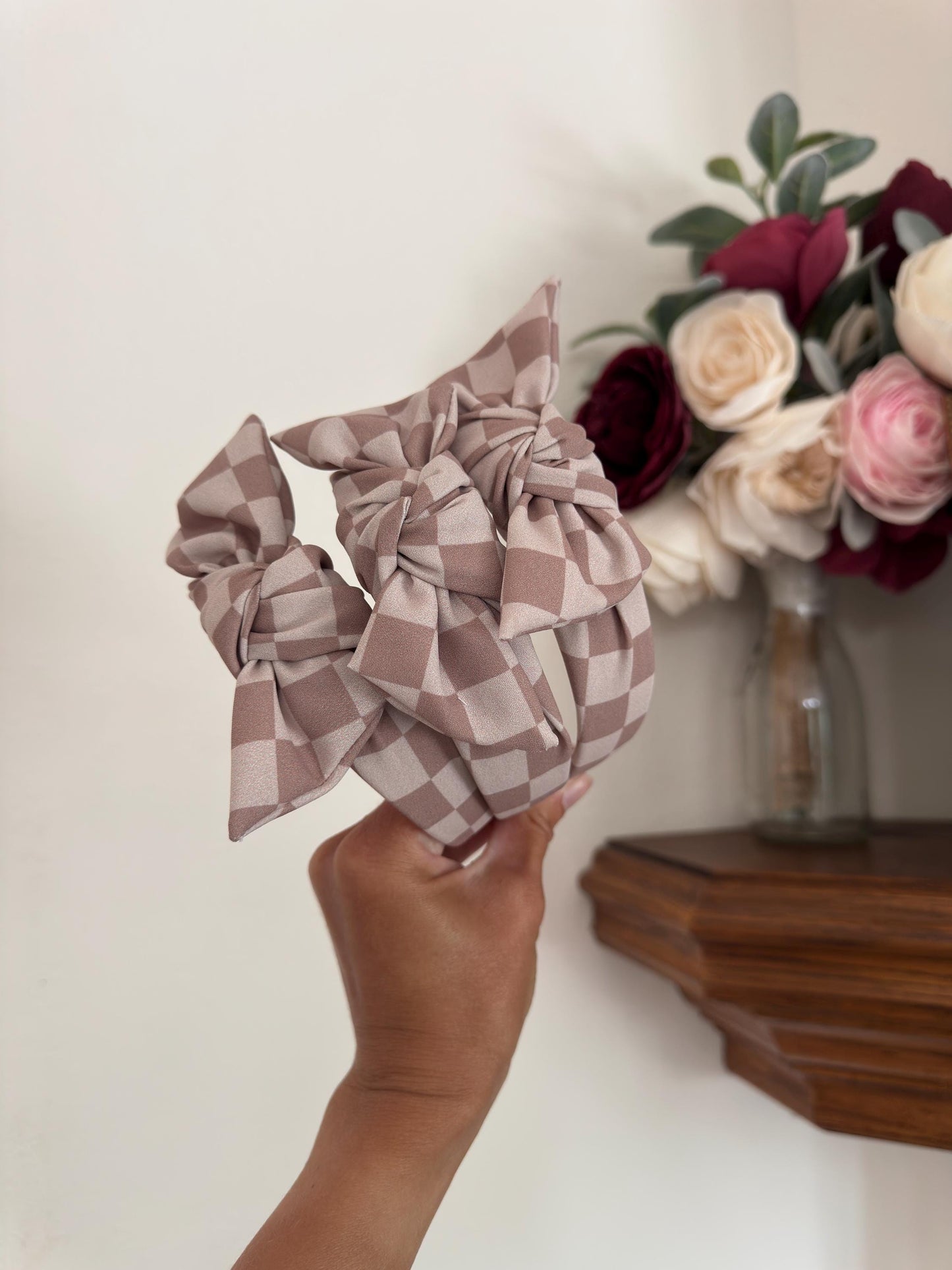 Brown Checkered Neutral Headband