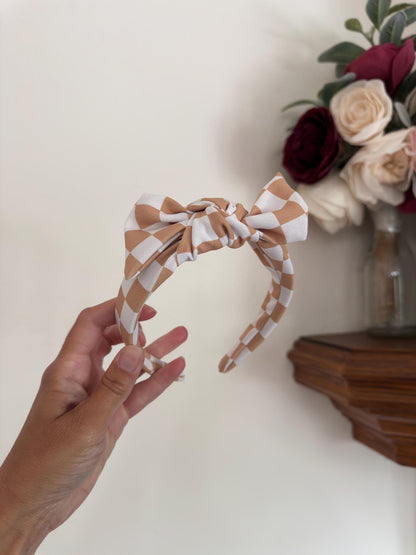 Gold Checkered Neutral Headband