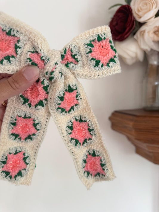 Pink Granny Square Bow