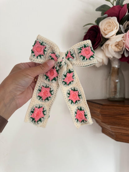 Pink Granny Square Bow