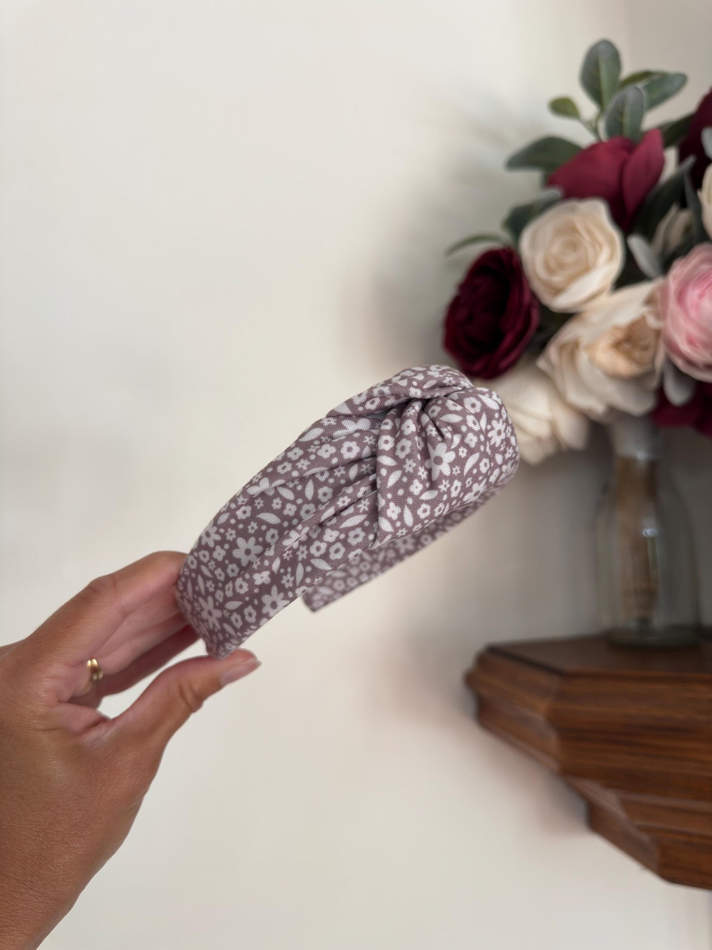 Brown Floral Headband, Neutral