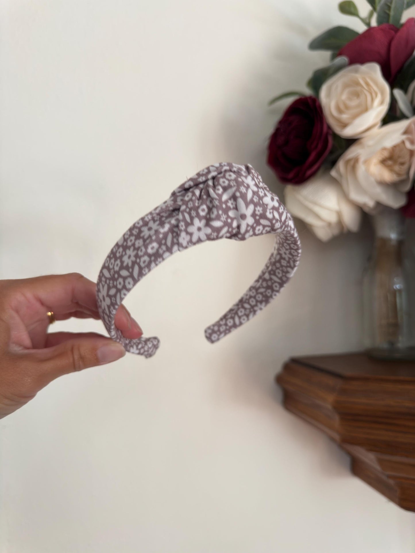 Brown Floral Headband, Neutral