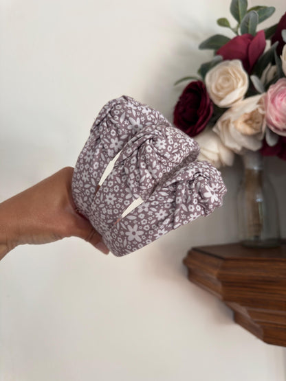 Brown Floral Headband, Neutral