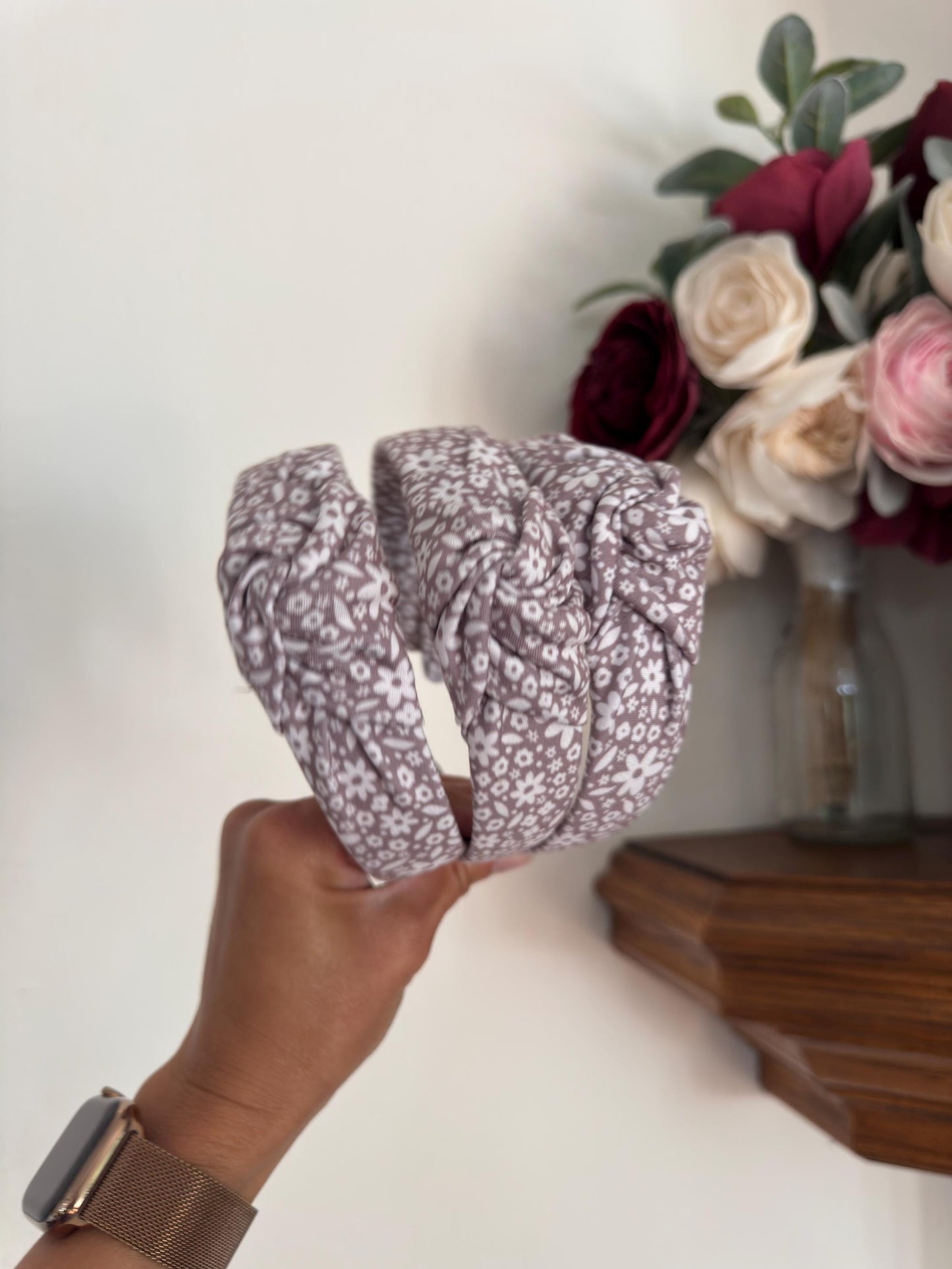 Brown Floral Headband, Neutral