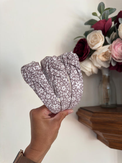 Brown Floral Headband, Neutral