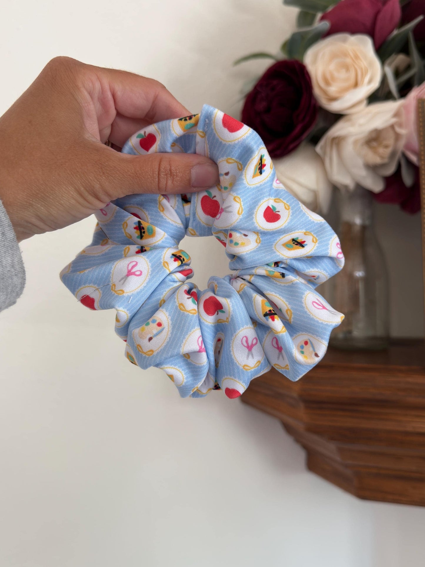 Blue School Scrunchie: Back to School Hair Accessory
