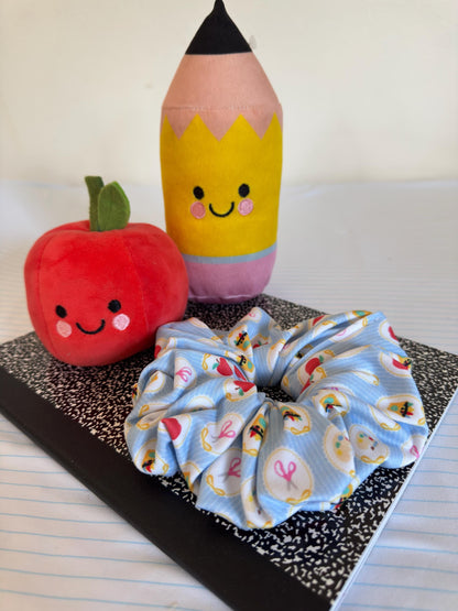 Blue School Scrunchie: Back to School Hair Accessory