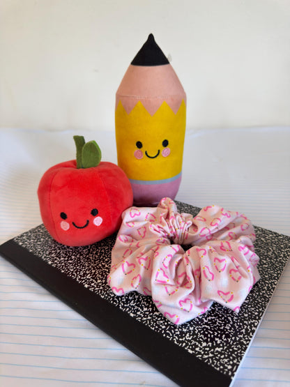 Heart Pencils Scrunchie: Back to School Hair Accessory