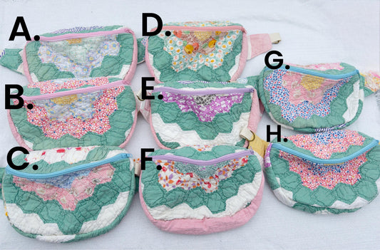 Handmade Vintage Repurposed Quilt Bum Bag