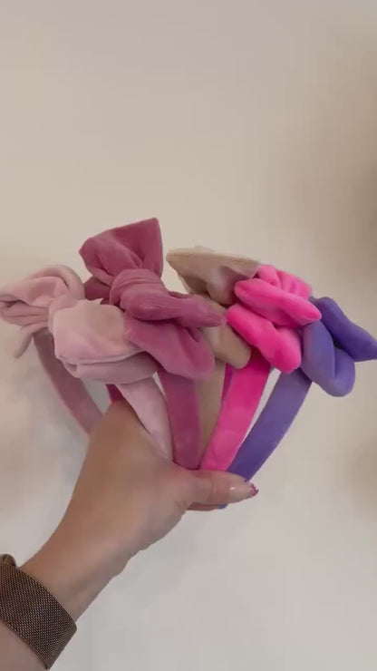 Velvet Bow Top Knot, Easter Headband, Brynnbands, Hard Headband, Knotted Headband,