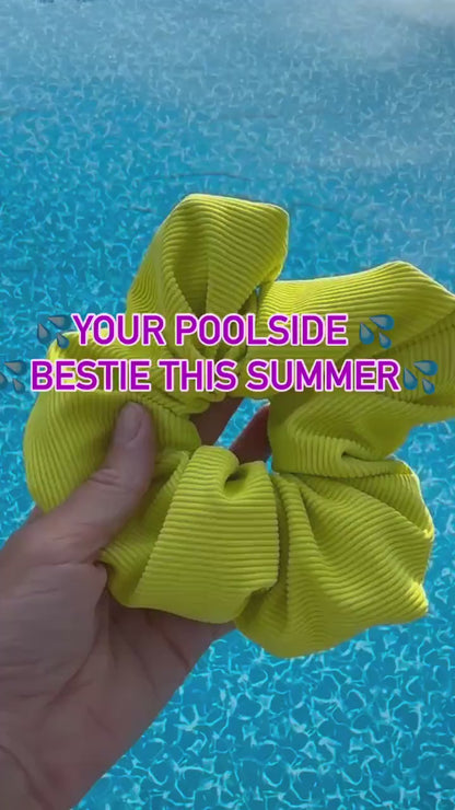 Neon Lime Swimsuit Scrunchie: Oversized Pool Hair Tie